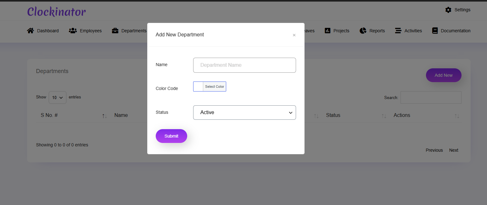 Add New Department