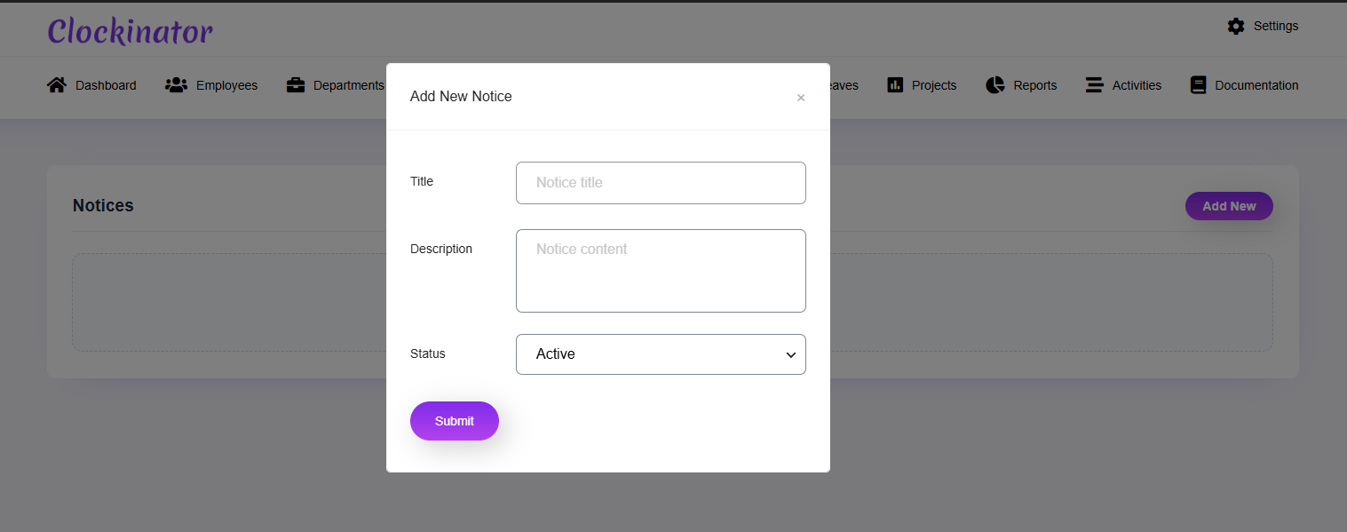 Add New Notice