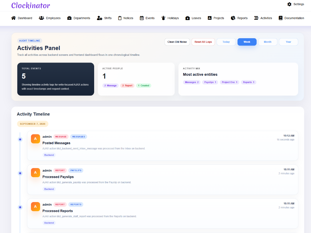 Activities Panel