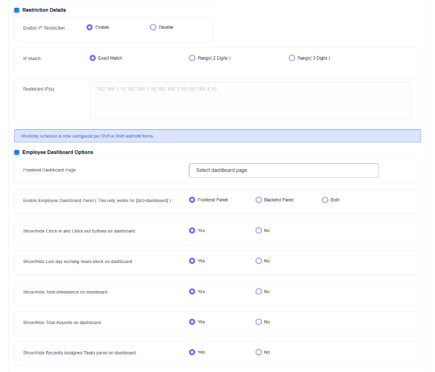 General Settings — lower section