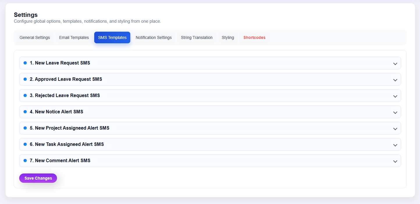 SMS Templates