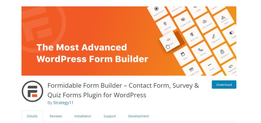 Wordpress form builder plugin -  Formidable Form