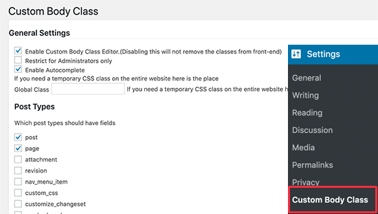 WordPress Body Class one