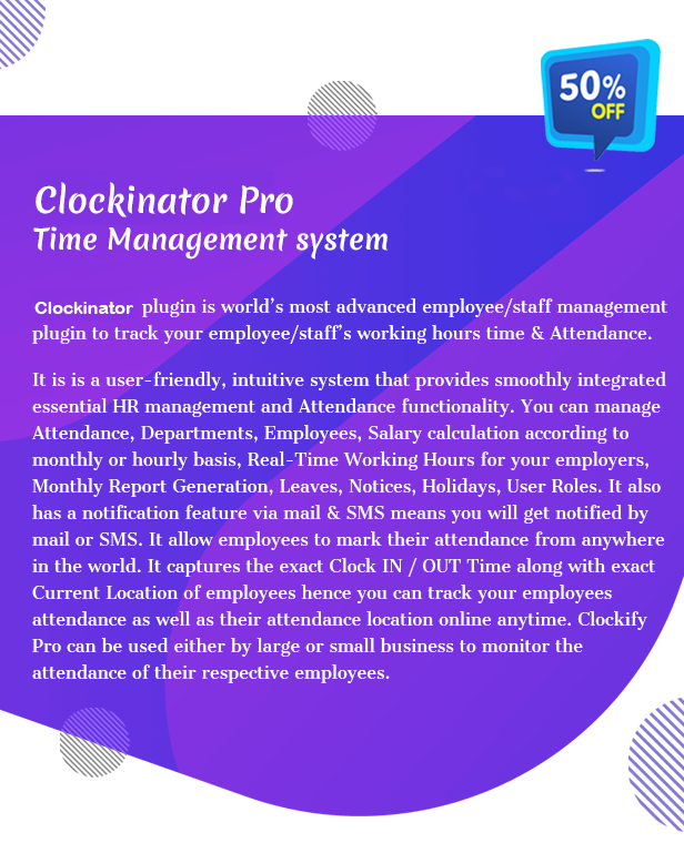 Clockinator Pro - Time Management system - 5